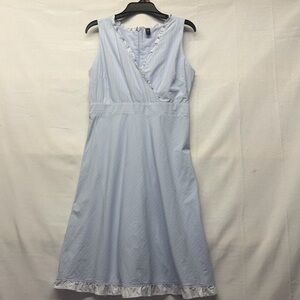 GAP Striped light Blue Cotton Fabric Sleeveless sundress with v neck SZ 10